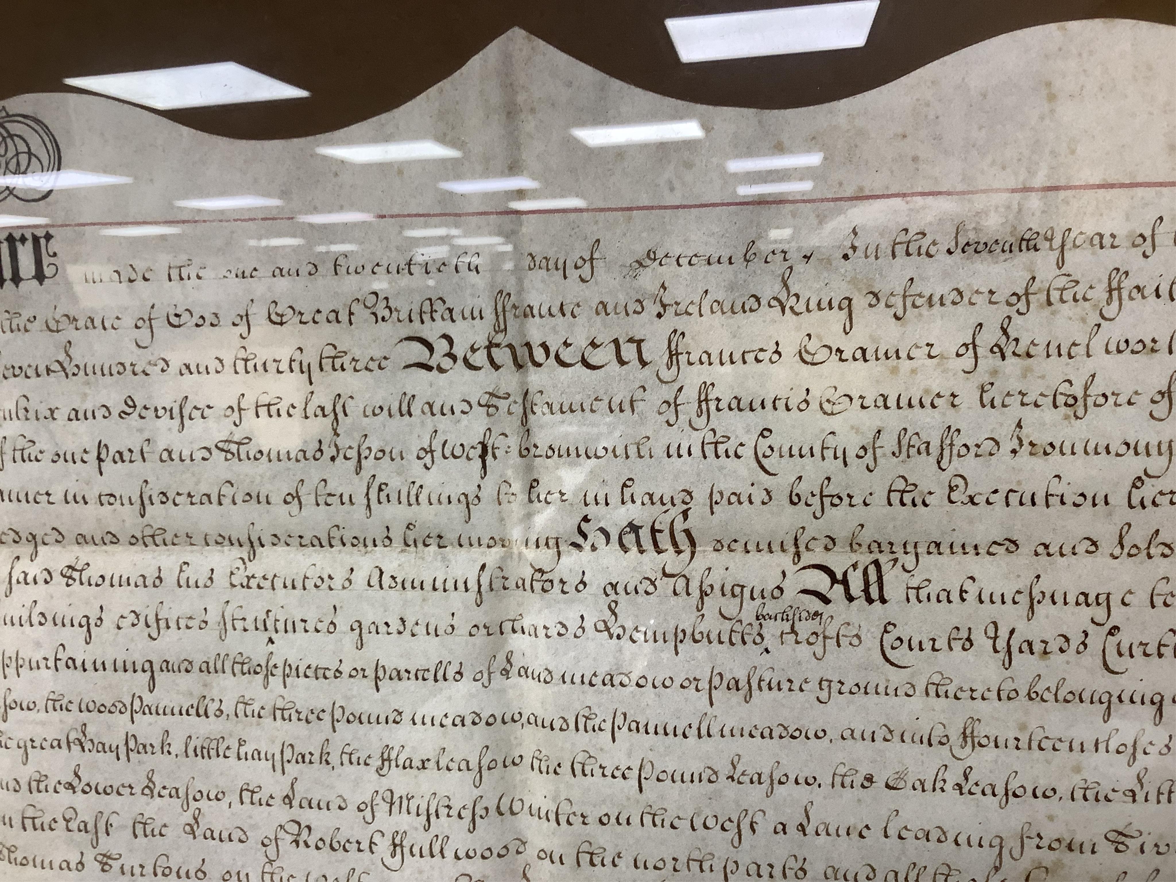 Two 18th century framed indentures